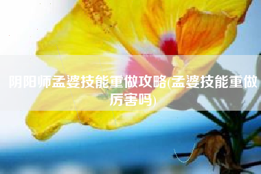 阴阳师孟婆技能重做攻略(孟婆技能重做厉害吗)