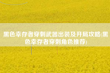 黑色幸存者穿刺武器出装及开局攻略(黑色幸存者穿刺角色推荐)