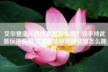 艾尔登法环双持武器怎么按？双手持武器玩法说明(艾尔登法环双持武器怎么跳劈)