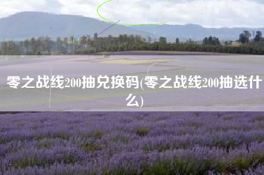 零之战线200抽兑换码(零之战线200抽选什么)