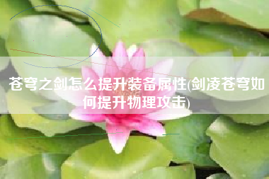 苍穹之剑怎么提升装备属性(剑凌苍穹如何提升物理攻击)