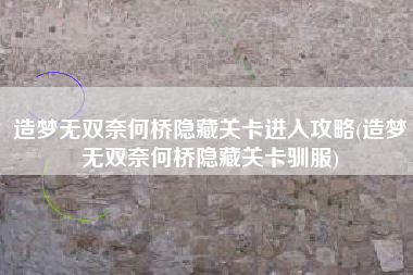 造梦无双奈何桥隐藏关卡进入攻略(造梦无双奈何桥隐藏关卡驯服)