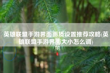 英雄联盟手游界面画质设置推荐攻略(英雄联盟手游界面大小怎么调)