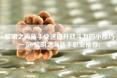 黎明之海新手快速提升战斗力的小技巧一览(黎明之海新手职业推荐)