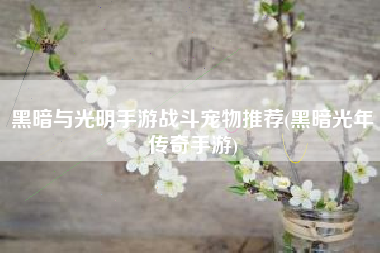 黑暗与光明手游战斗宠物推荐(黑暗光年传奇手游)