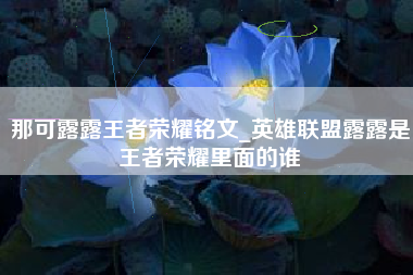 那可露露王者荣耀铭文_英雄联盟露露是王者荣耀里面的谁