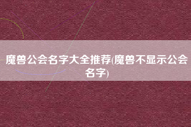 魔兽公会名字大全推荐(魔兽不显示公会名字)