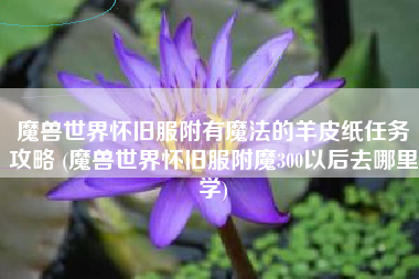 魔兽世界怀旧服附有魔法的羊皮纸任务攻略 (魔兽世界怀旧服附魔300以后去哪里学)