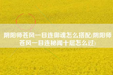 阴阳师苍风一目连御魂怎么搭配(阴阳师苍风一目连秘闻十层怎么过)