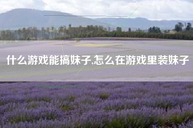 什么游戏能搞妹子,怎么在游戏里装妹子
