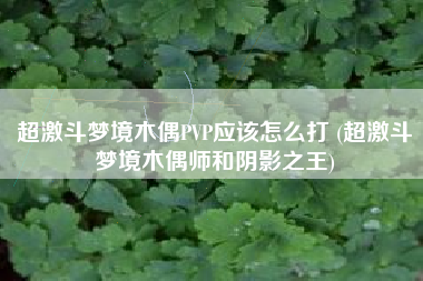 超激斗梦境木偶PVP应该怎么打 (超激斗梦境木偶师和阴影之王)