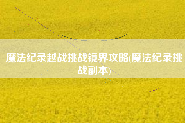 魔法纪录越战挑战镜界攻略(魔法纪录挑战副本)