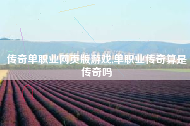 传奇单职业网页版游戏,单职业传奇算是传奇吗