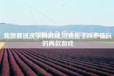 我想要玩汉字狗游戏,可我花了许多钱玩的两款游戏