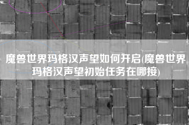 魔兽世界玛格汉声望如何开启(魔兽世界玛格汉声望初始任务在哪接)