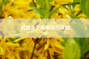 鸿图之下练军技巧攻略