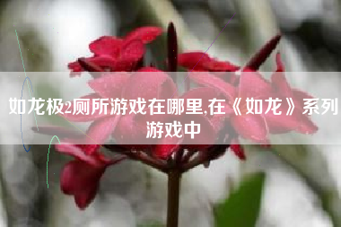 如龙极2厕所游戏在哪里,在《如龙》系列游戏中