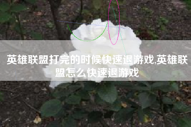英雄联盟打完的时候快速退游戏,英雄联盟怎么快速退游戏