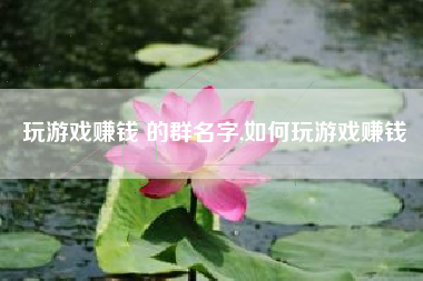 玩游戏赚钱 的群名字,如何玩游戏赚钱