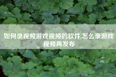 如何录视频游戏视频的软件,怎么录游戏视频再发布