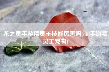 龙之灵手游精灵王技能厉害吗(dnf手游精灵王宠物)