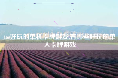 ios好玩的单机卡牌游戏,有哪些好玩的单人卡牌游戏