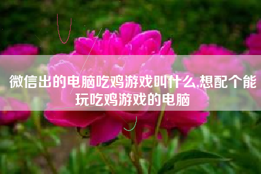 微信出的电脑吃鸡游戏叫什么,想配个能玩吃鸡游戏的电脑