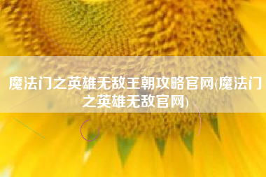 魔法门之英雄无敌王朝攻略官网(魔法门之英雄无敌官网)