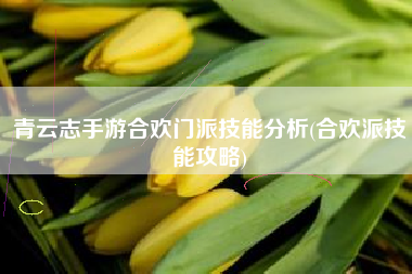 青云志手游合欢门派技能分析(合欢派技能攻略)