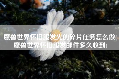 魔兽世界怀旧服发光的碎片任务怎么做(魔兽世界怀旧服发邮件多久收到)