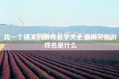 找一个搞笑的游戏名字大全,最搞笑的游戏名是什么