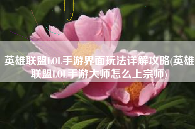 英雄联盟LOL手游界面玩法详解攻略(英雄联盟LOL手游大师怎么上宗师)