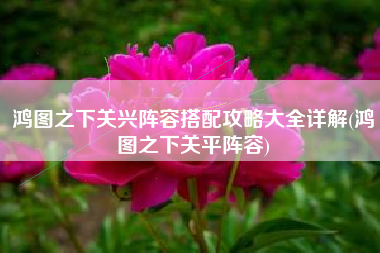 鸿图之下关兴阵容搭配攻略大全详解(鸿图之下关平阵容)
