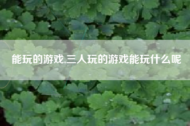 能玩的游戏,三人玩的游戏能玩什么呢