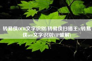 转易侠OCR文字识别(转易侠扫描王)(转易侠ocr文字识别VIP破解)