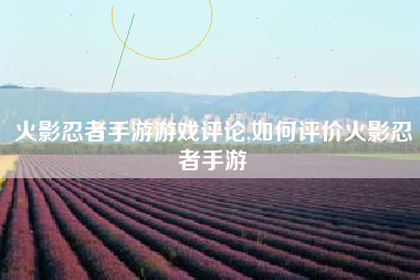 火影忍者手游游戏评论,如何评价火影忍者手游