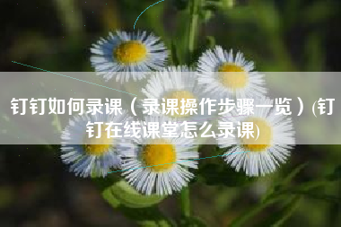 钉钉如何录课（录课操作步骤一览）(钉钉在线课堂怎么录课)