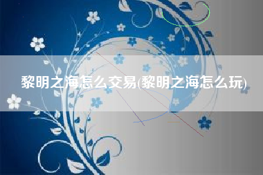 黎明之海怎么交易(黎明之海怎么玩)
