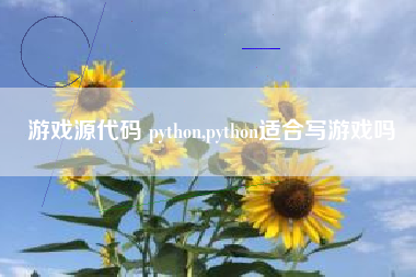 游戏源代码 python,python适合写游戏吗