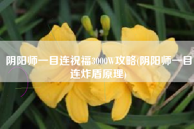 阴阳师一目连祝福3000W攻略(阴阳师一目连炸盾原理)