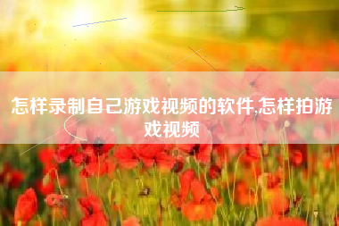 怎样录制自己游戏视频的软件,怎样拍游戏视频