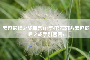 鬼泣巅峰之战血宫101层打法攻略(鬼泣巅峰之战手游官网)