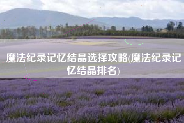 魔法纪录记忆结晶选择攻略(魔法纪录记忆结晶排名)