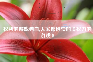 权利的游戏狗血,大家都推崇的《权力的游戏》