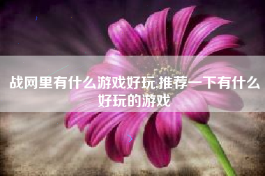 战网里有什么游戏好玩,推荐一下有什么好玩的游戏