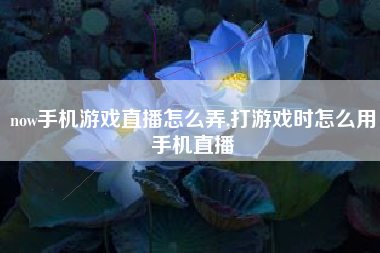 now手机游戏直播怎么弄,打游戏时怎么用手机直播