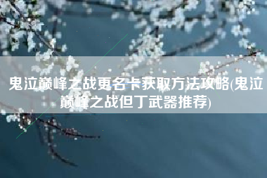 鬼泣巅峰之战更名卡获取方法攻略(鬼泣巅峰之战但丁武器推荐)