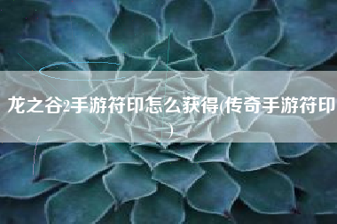 龙之谷2手游符印怎么获得(传奇手游符印)