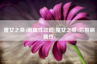 魔女之泉4刷属性攻略(魔女之泉4后期刷属性)