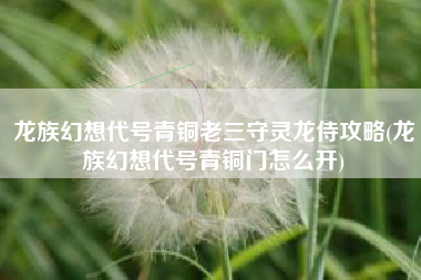 龙族幻想代号青铜老三守灵龙侍攻略(龙族幻想代号青铜门怎么开)
